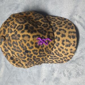 Leopard Print Kids Cap with Purple Accent